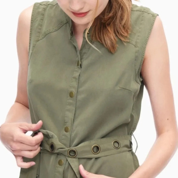 Splendid Women’s Wilder Tencel Sleeveless Button Down Dress Olive Green Size XS - Picture 5 of 9